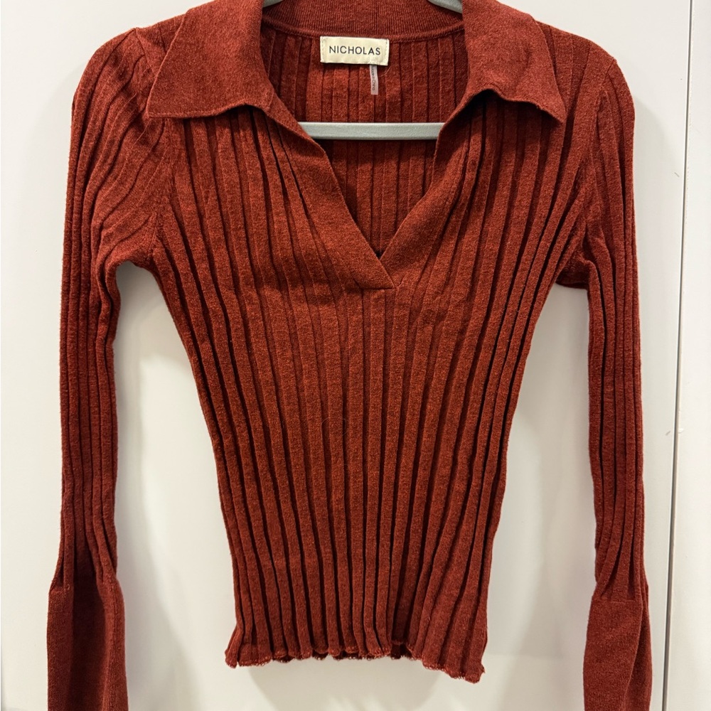 Nicholas Terracotta Ribbed Knit - Picture 2 of 5
